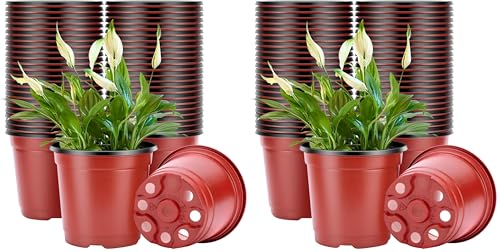 VIVOSUN 50 Pcs 6 in Plastic Plant Nursery Pots, Seed Starting Pots