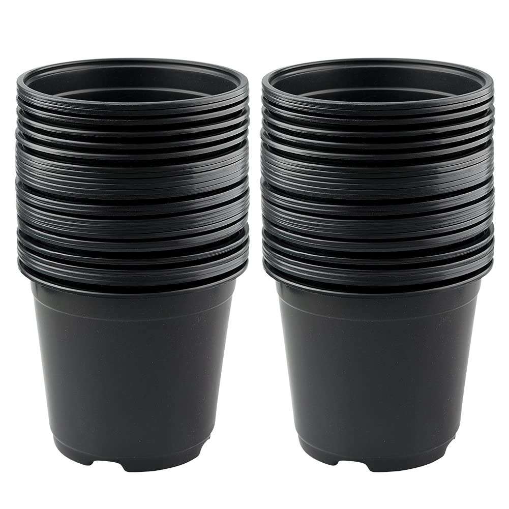 KINGLAKE 50 Pcs 6" Plastic Plants Nursery Seedlings Pot/Pots Flower Plant Container Seed Starting Pots for Plant