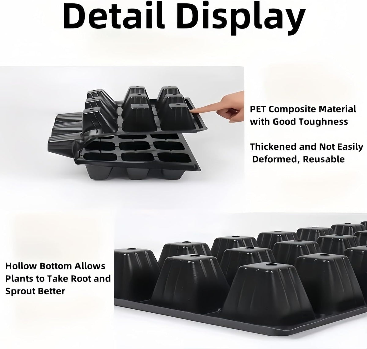 A Set of 24 Seedling Trays, 72-Cell Thickened 1020-cell Seedling Trays, are Reusable and Suitable for Plant Germination, Propagation, Indoor greenhouses, and Gardening Supplies.