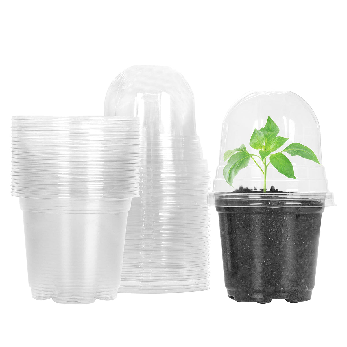 MIXC Nursery Pots with Humidity Dome, 4" Seed Starting Pot 30 Pack, Red