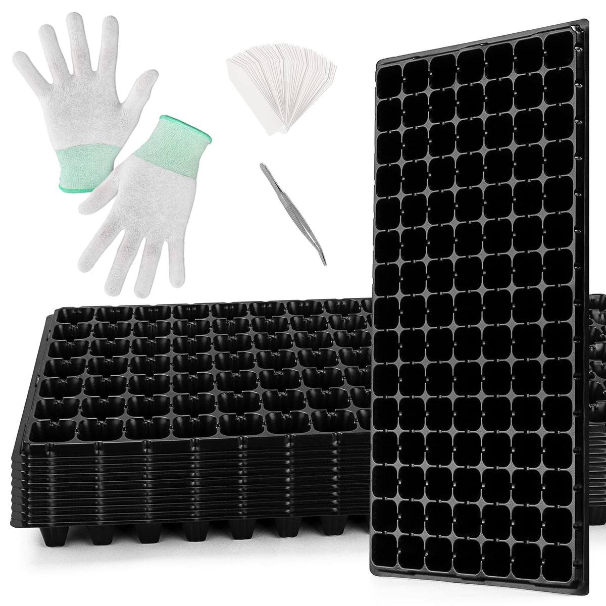 bvya 10 Pack Deep 50 Cell Seedling Trays, Thick Durable 50 Cell Plug Tray Big Cell Seed Trays for for Seedling Germination