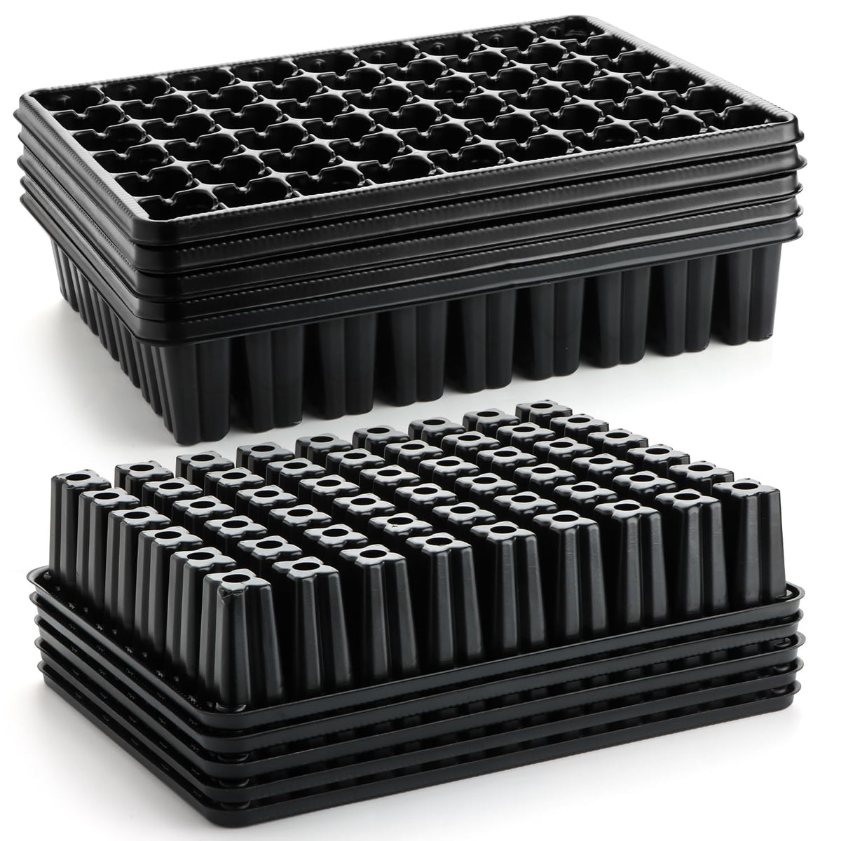 RooTrimmer 54 Cell Seed Starter Trays, 2.8" Deep Plug Tray Seedling for TD377 Nursery Tray, Super Thick Reusable Trays for Easy Transplantation (11.14inch ×14.6 inch, 5-Pack)