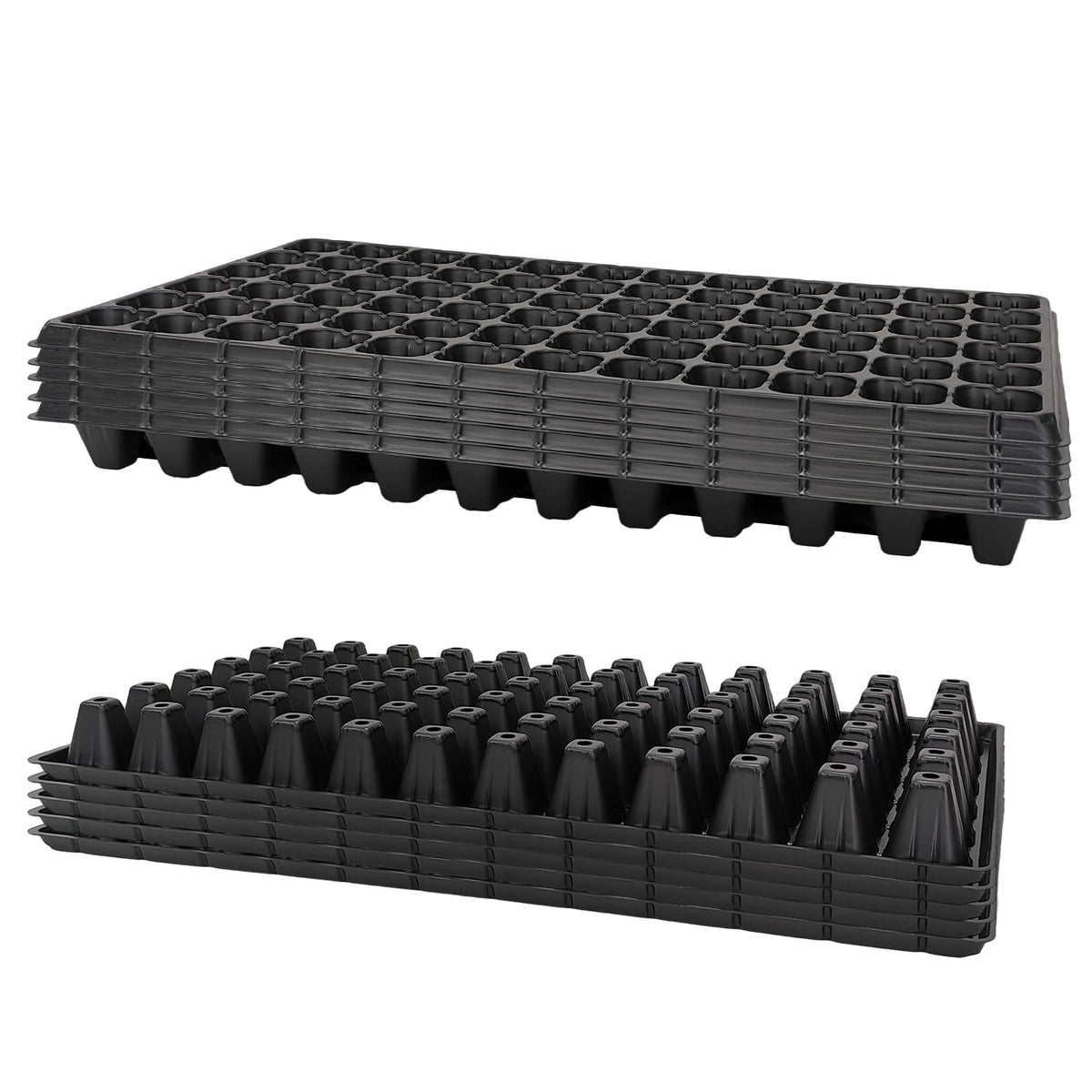 RooTrimmer Deep 72 Cell Seedling Trays, Thick Durable 72 Cell Plug Tray Big Cell Seed Trays for 1020 Flat Trays Germination (10-Pack, 21.25"×11", 2.36" Height, High)