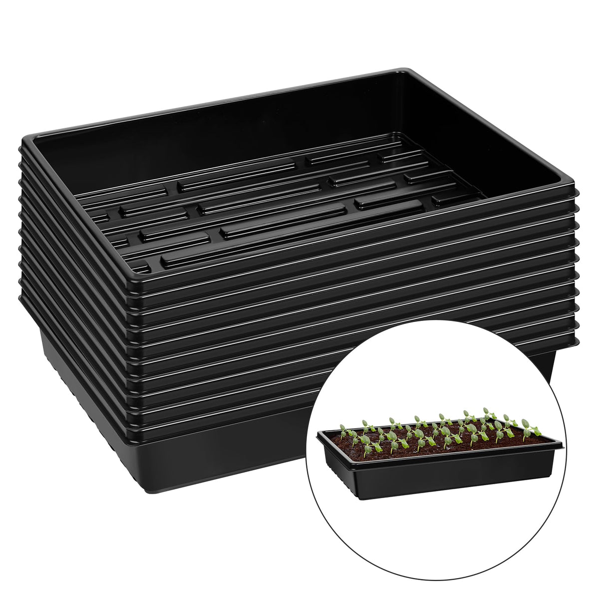 mwellewm 5 Pcs Seed Starter Tray, 3.5 Inch (9CM) 60 Pcs Nursery Pots Kit, Thickened Seed Starting Trays Square Seedling Pots for Plants Sturdy Microgreens Growing Trays Reusable Germination Tray