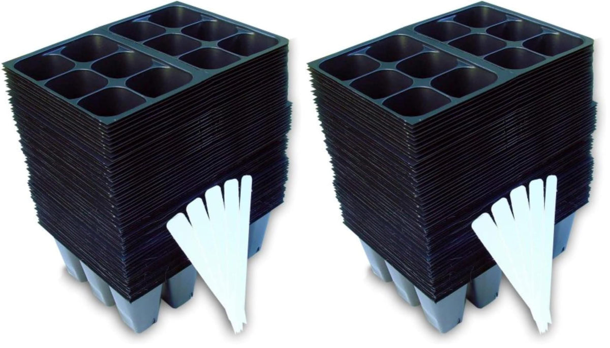 Seedling Starter Trays, 720 Cells: (120 Trays; 6-cells Per Tray), Plus 5 Plant Labels