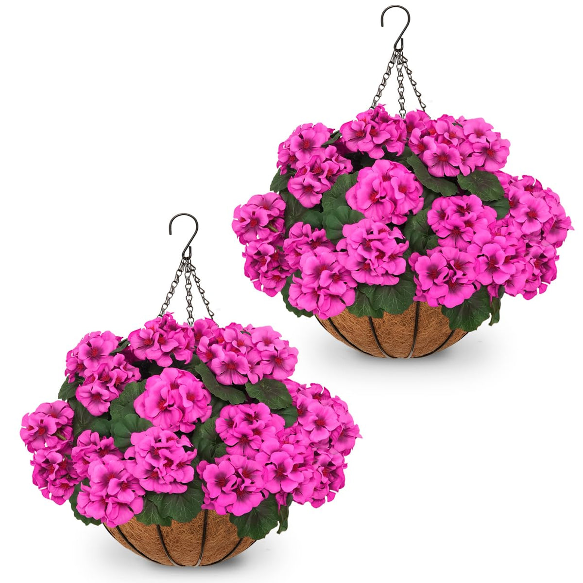2 Set Artificial Fall Hanging Flower Baskets for Outdoor Autumn Decor