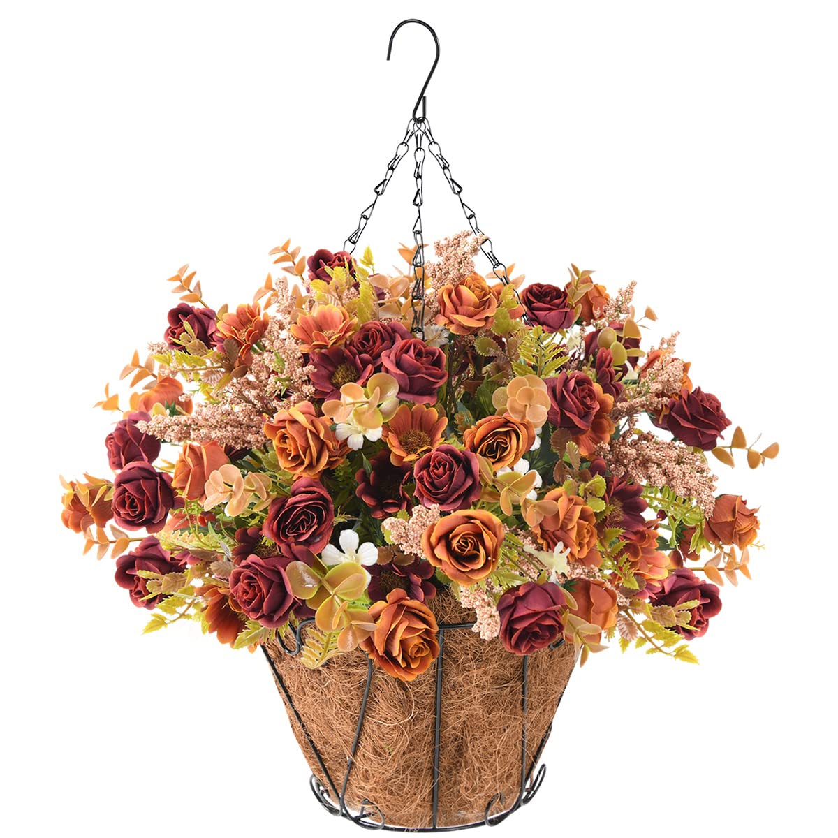 Artificial Fake Hanging Baskets Fall Flowers for Outdoors Decoration