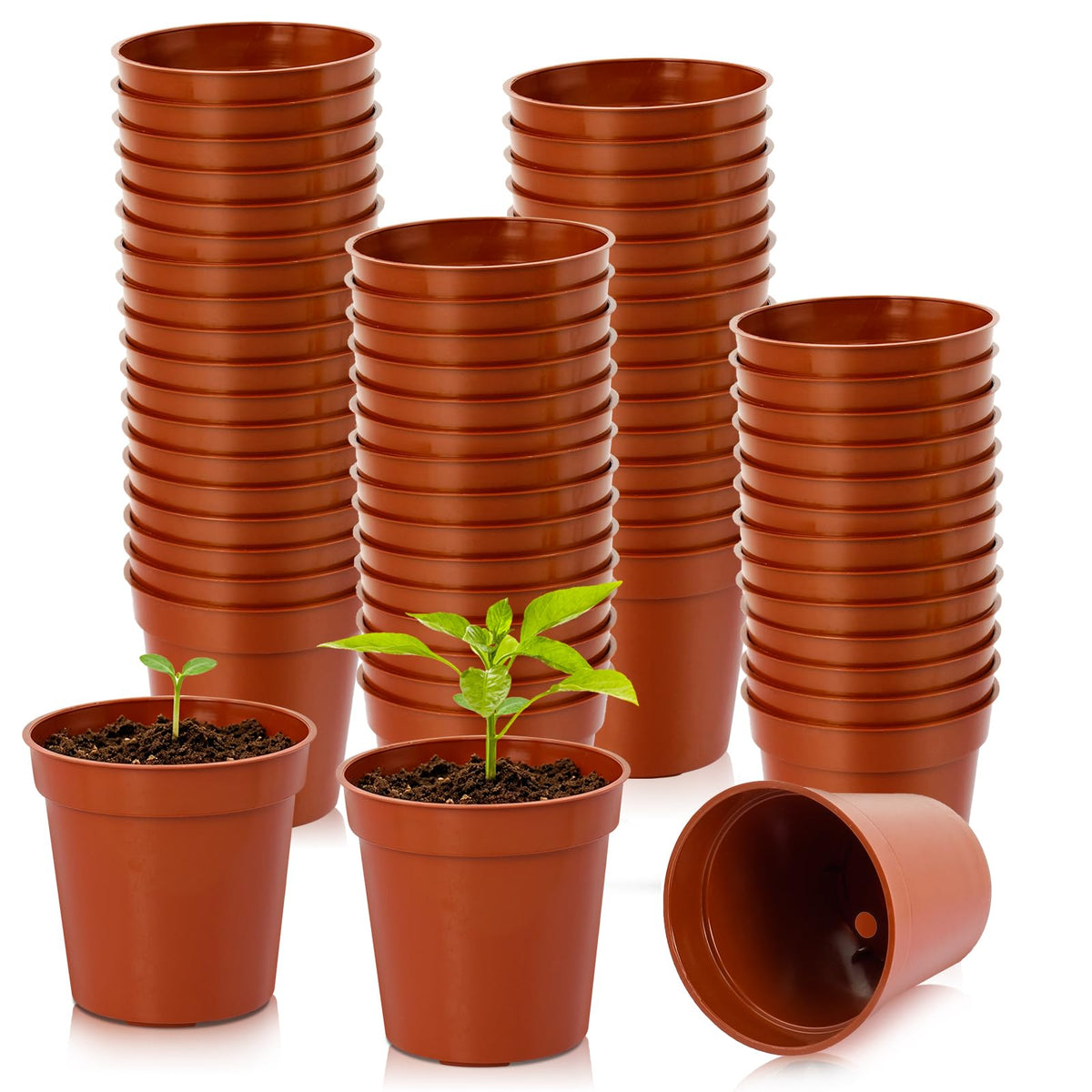 120 Pcs 2 Inch Clear Nurery Pots, Seedling Pots with Drainage Holes