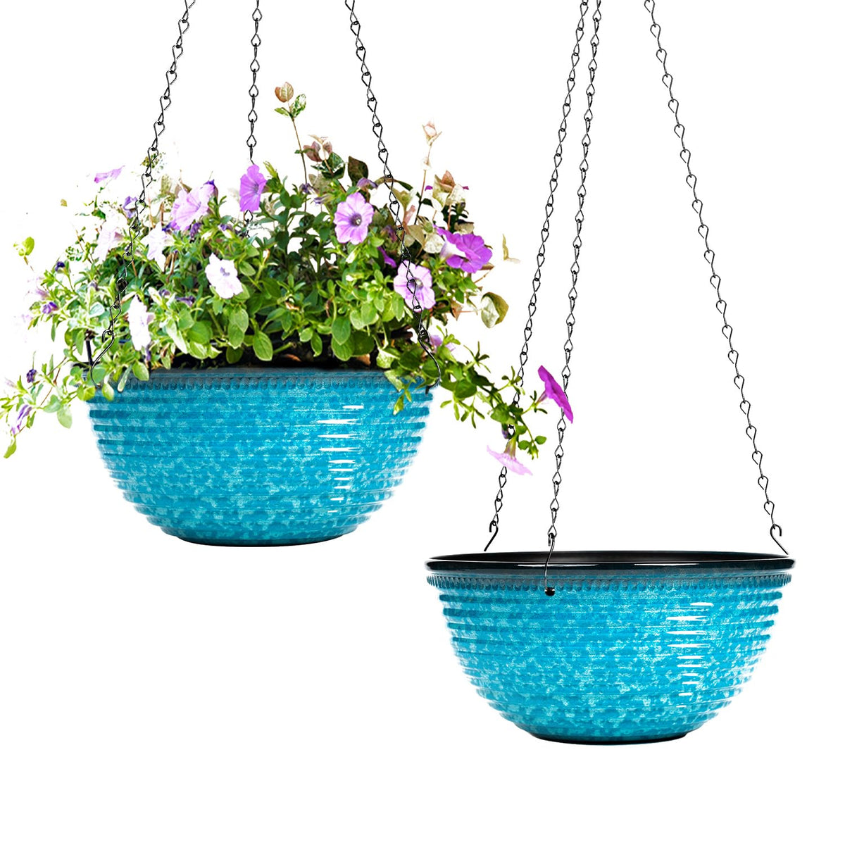 10 Inch Hanging Planters for Indoor Plants, Glazed Hanging Basket, 2 Pack