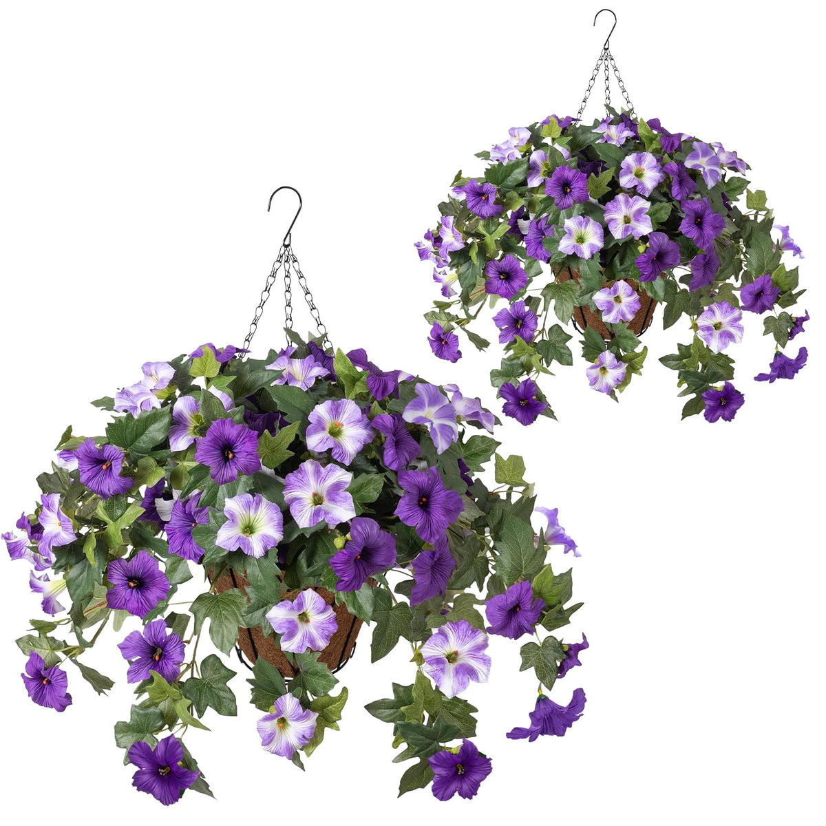 2Set Fall Hanging Mums Flowers with Baskets 28Pcs Faux Fall Mum for Outdoor