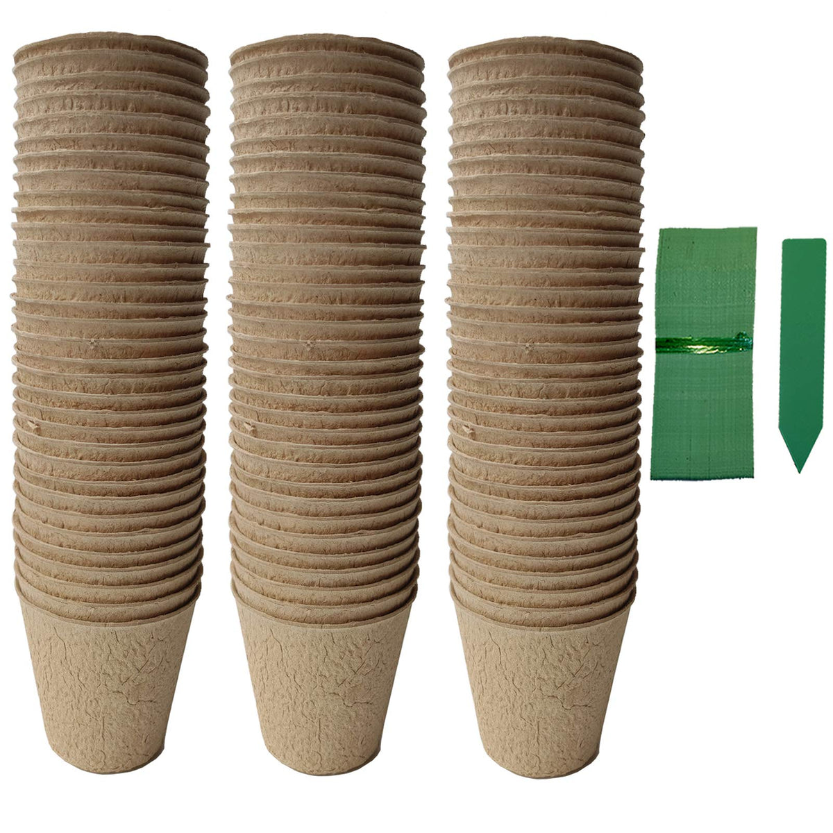 100 Pack 3 inches Biodegradable Seedling Peat Pots for Plants Seed Starter, Indoor Planting Cups for Seedlings with 100 Pack Plant Markers