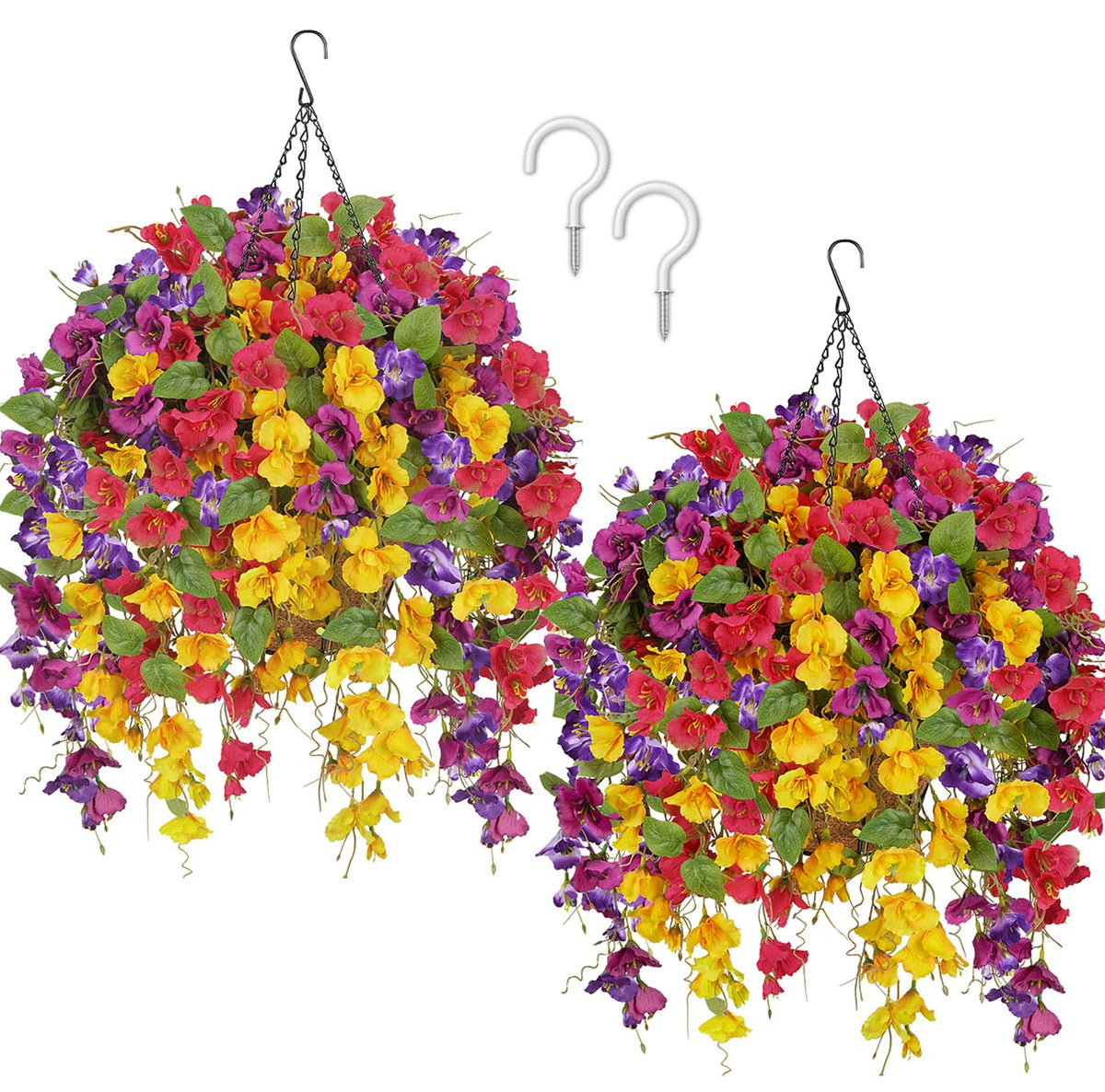 1PCS Fall Hanging Basket Artificial Mums for Outdoors Porch Decor