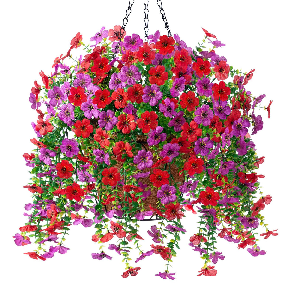 Ammyoo Artificial Hanging Flower with Basket for Fall Garden Decor