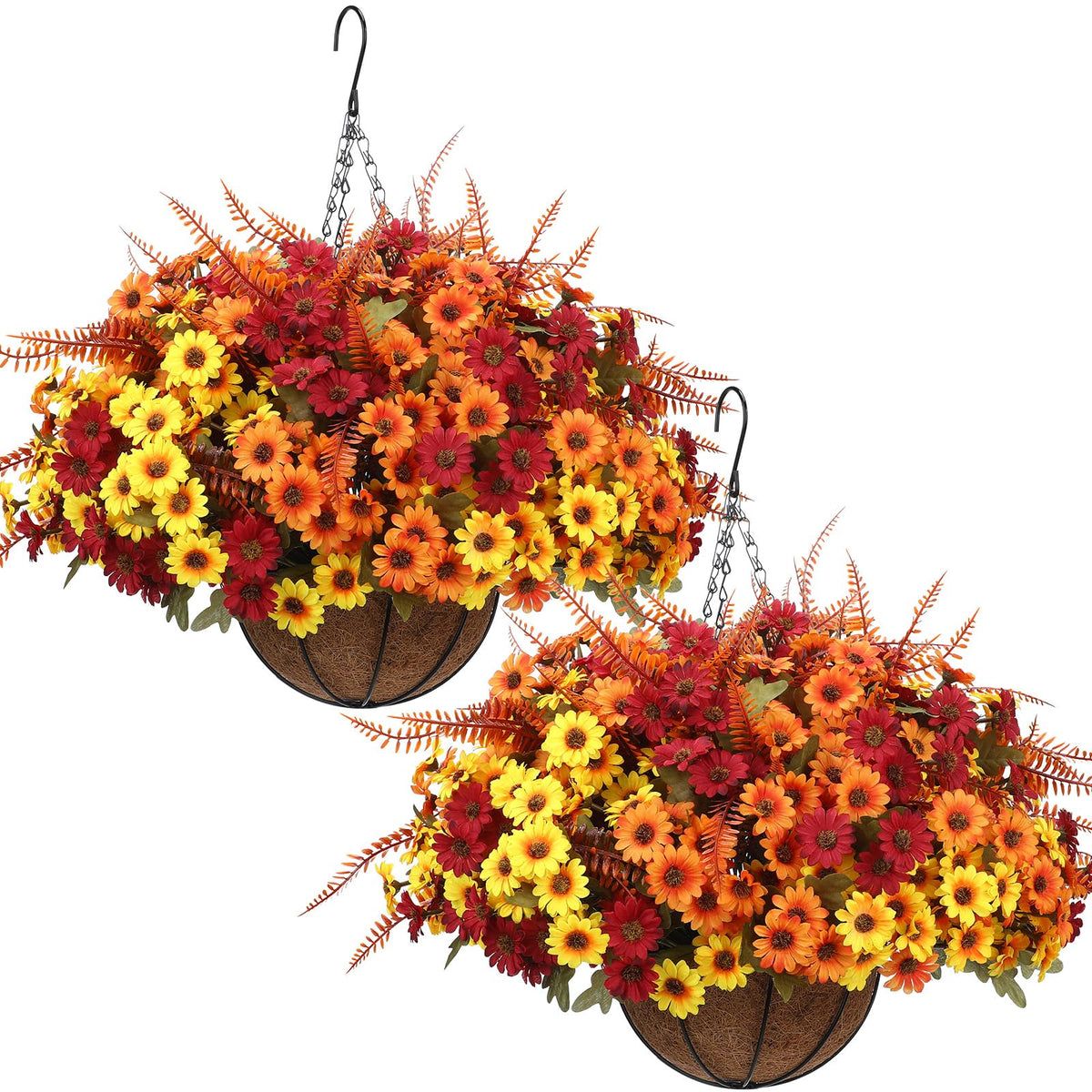 Thiccywoov 2 Pack Fall Flower Hanging Baskets, Morning Glory, Autumn Color