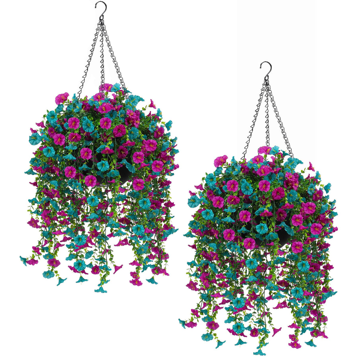 Artificial Fall Hanging Baskets for Outdoors,2 Pack Cascading Flowers