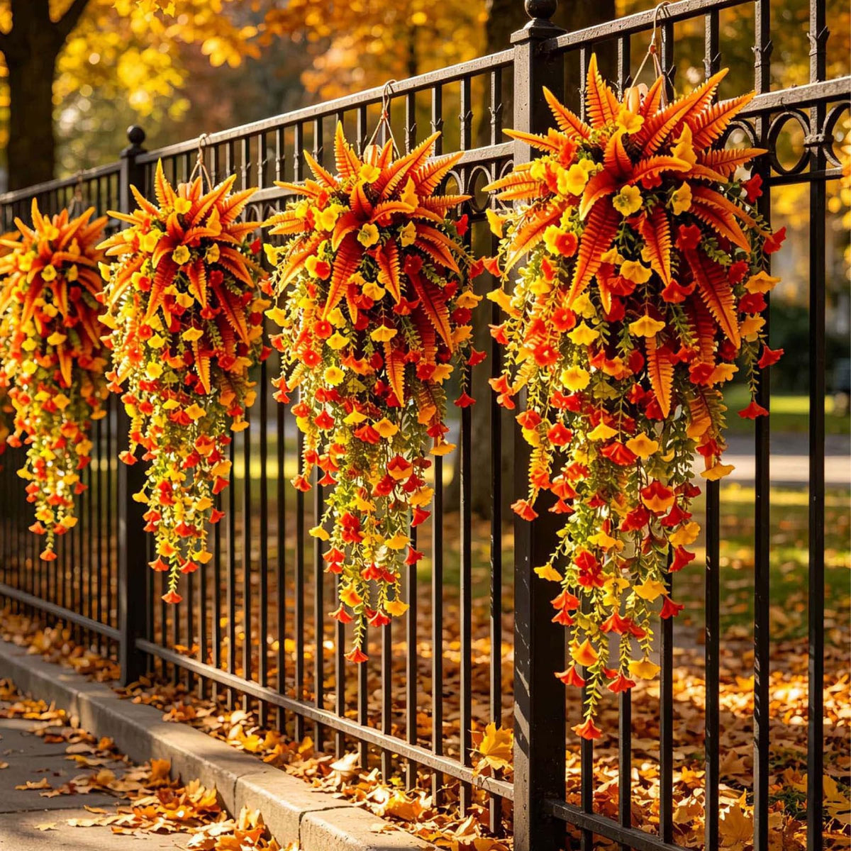 Artificial Fall Harvest Hanging Flowers Decor Outdoor,Orange*1
