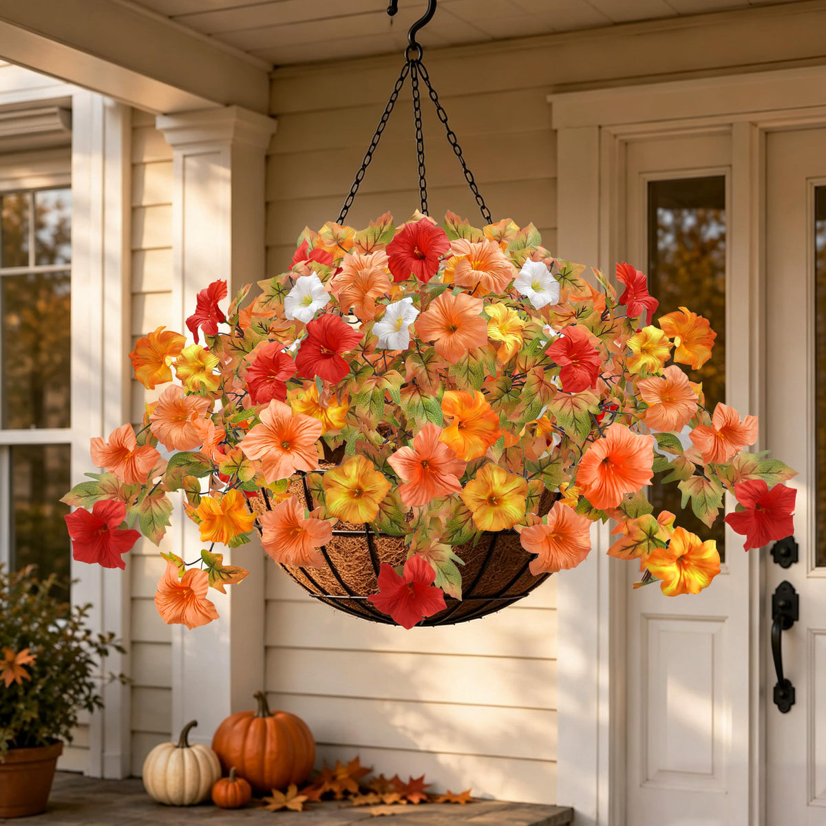 Der Rose 2Pcs Artificial Fall Hanging Flowers for Basket Outdoors