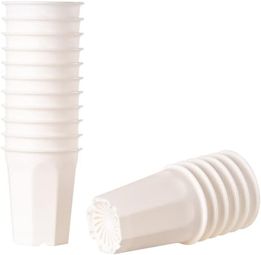 17 PCS 3.55" Plastic Deep Nursery and Seedling Pots, Transplant Seed Starter Planter, White