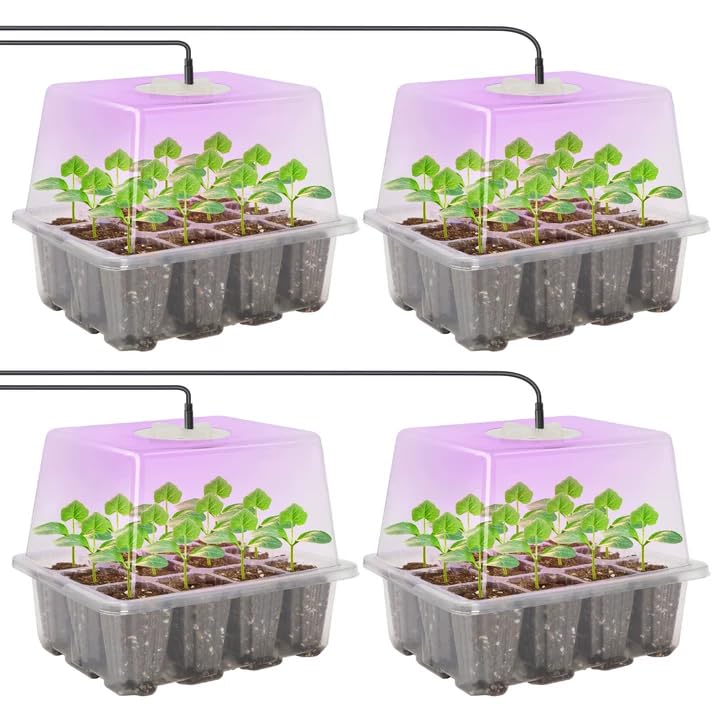 MIXC 6 Pack Seed Starter Kit with Grow Light, Vented Humidity Dome, Green