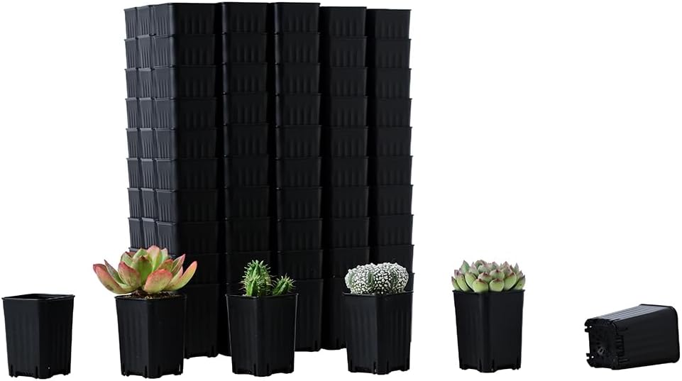 120 Pack 2.40 Inch Small Black Plastic Square Nursery Pot