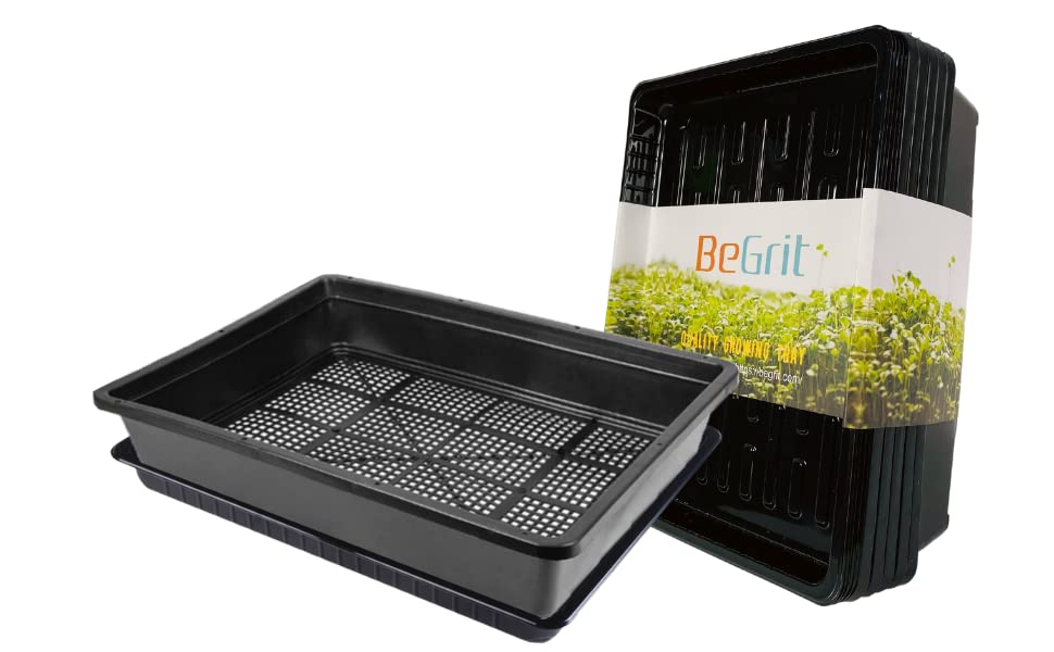 BeGrit Seed Starter Trays Mesh Tray 10-Pack 15x12 inch Plastic Plant Trays Garden Seedling Starter Kit Succulent Transport Pots Bonsai Training Pots
