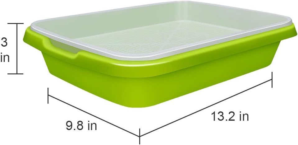 SUNPRO 2-Pack Seed Sprouter Tray with Humidity Lid, BPA Free Food Grade Soil-Free Sprouting Kit, Large Capacity Wheatgrass Grower & Microgreens Germination Station for Beans, Peas, Cat Grass (Green)