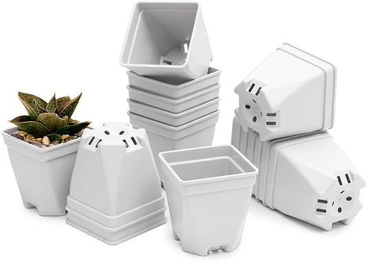 1.5-Inch Nursery Pots, Thick-Walled PP Plastic, for Home, Office & Garden, Seed Starting & Propagation (48, White)
