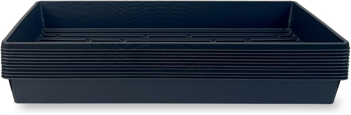 10 Plant Growing Trays (with Drain Holes) - 20" x 10" - Perfect Garden Seed Starter Grow Trays: for Seedlings, Indoor Gardening, Growing Microgreens, Wheatgrass & More - Soil or Hydroponic
