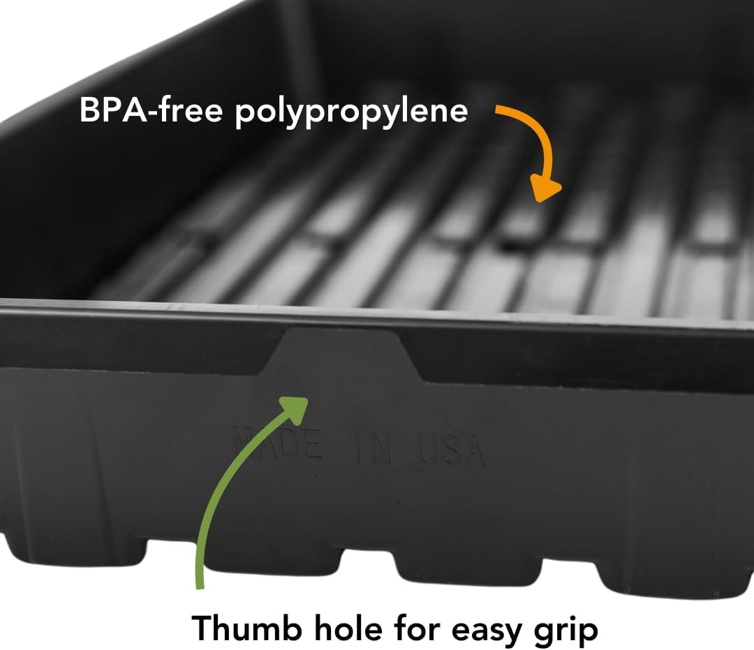 Bootstrap Farmer 1020 Trays (10-Pack), Heavy Duty No-Hole Flats for Microgreens, Fodder & Seedling Propagation - 1.8mm Thick Reusable Plastic