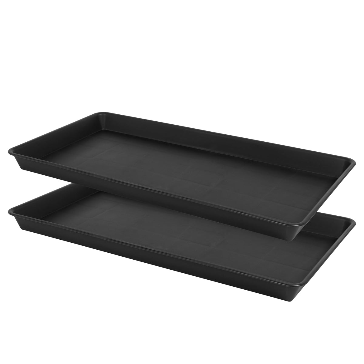 VUWEZ Plant Growing Trays 2 Pack, Plant Tray, 14.5"x11", Heavy Sturdy Plastic Plants Saucer, Seedling Starter Trays, Seed Starter Growing Tray (Black)