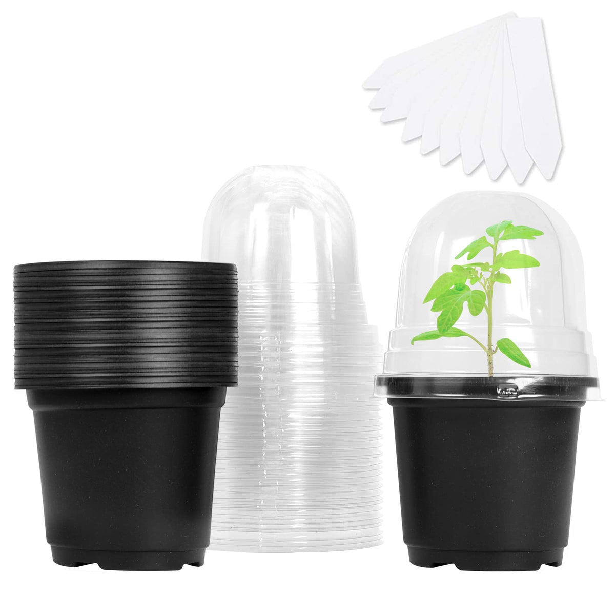 MIXC Nursery Pots with Humidity Dome, 4" Seed Starting Pot 30 Pack, Red