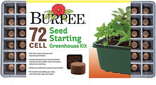 Burpee 72 Cell Seed Starting Kit with Greenhouse Dome and Coir Pellets