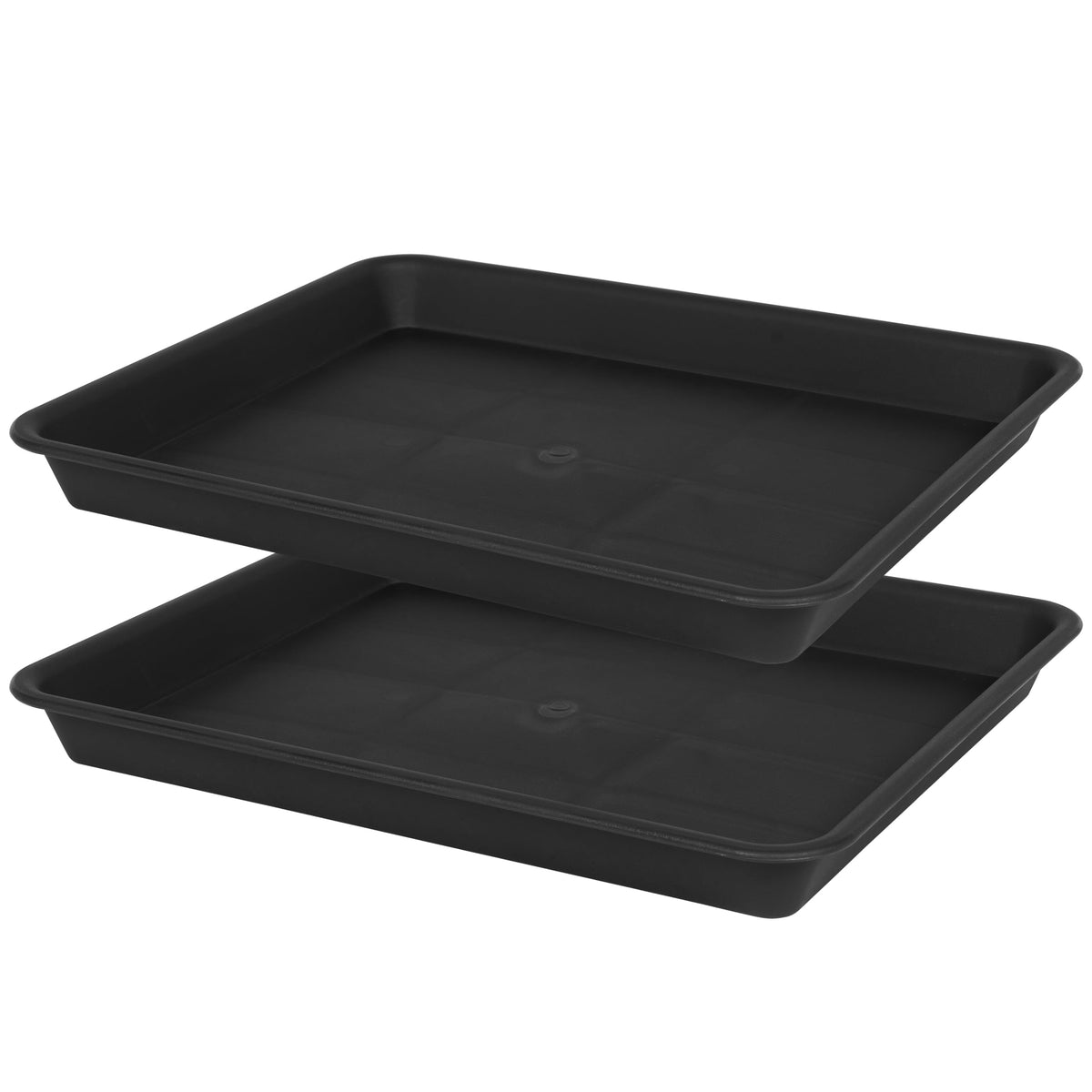 VUWEZ Plant Growing Trays 2 Pack, Plant Tray, 14.5"x11", Heavy Sturdy Plastic Plants Saucer, Seedling Starter Trays, Seed Starter Growing Tray (Black)