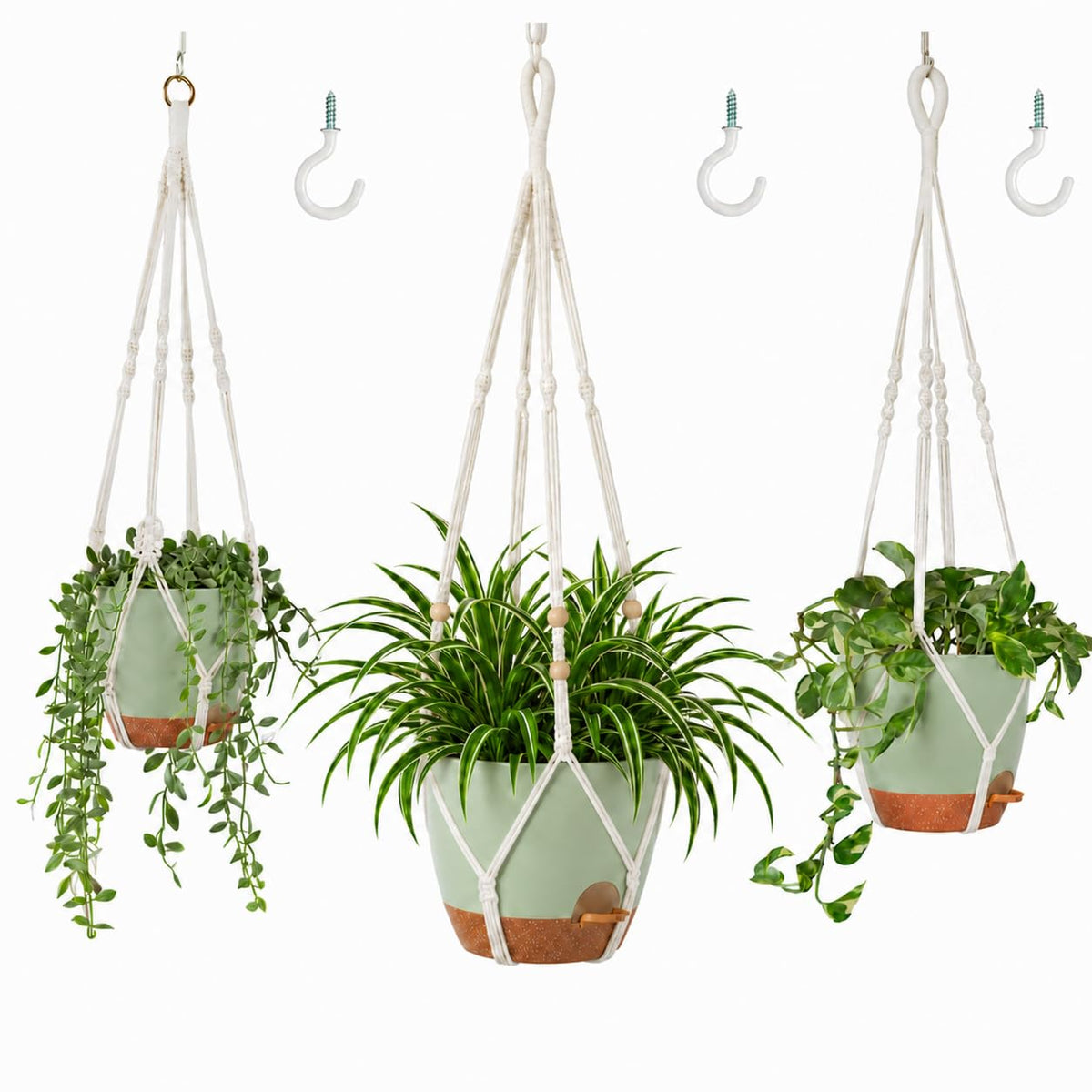 Bouqlife 3 Set Self Watering Hanging Planters for Indoor Plants