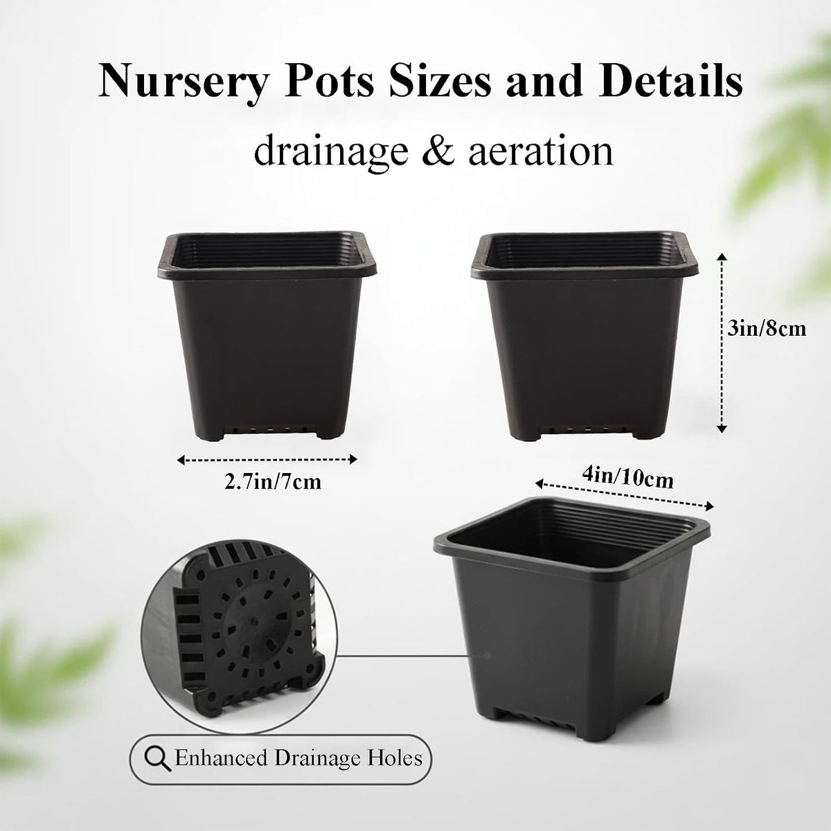 25 Packs Square Nursery Pots for Plants 4 Inch Seedling Pots with Holes