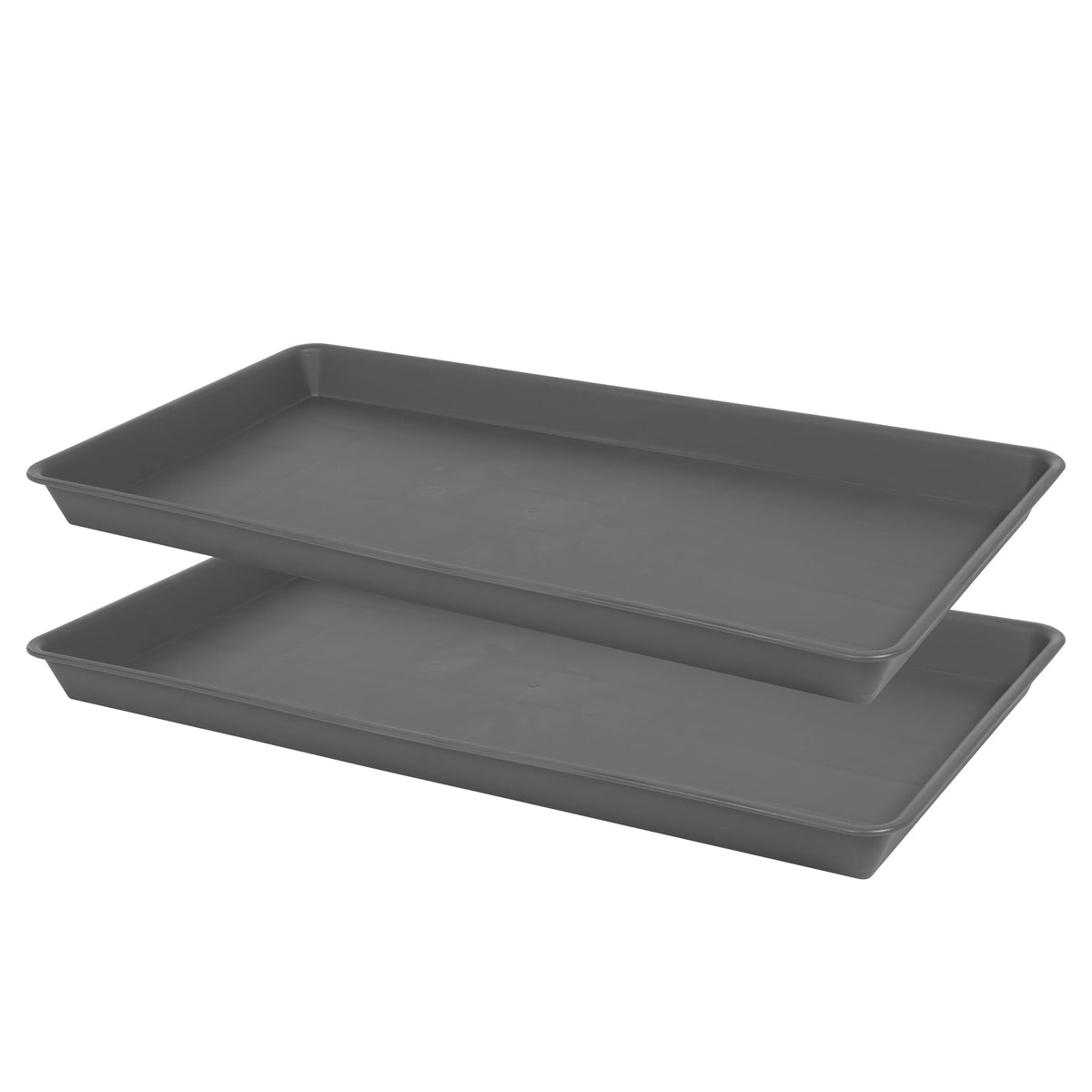 VUWEZ Plant Growing Trays 2 Pack, Plant Tray, 14.5"x11", Heavy Sturdy Plastic Plants Saucer, Seedling Starter Trays, Seed Starter Growing Tray (Black)