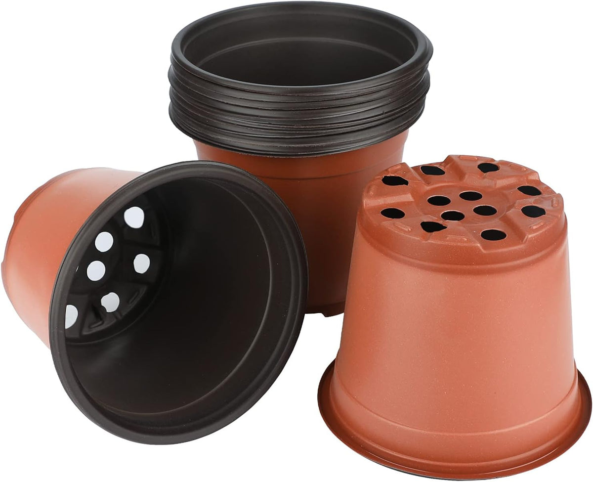 KINGLAKE 50 Pcs 6" Plastic Plants Nursery Seedlings Pot/Pots Flower Plant Container Seed Starting Pots for Plant