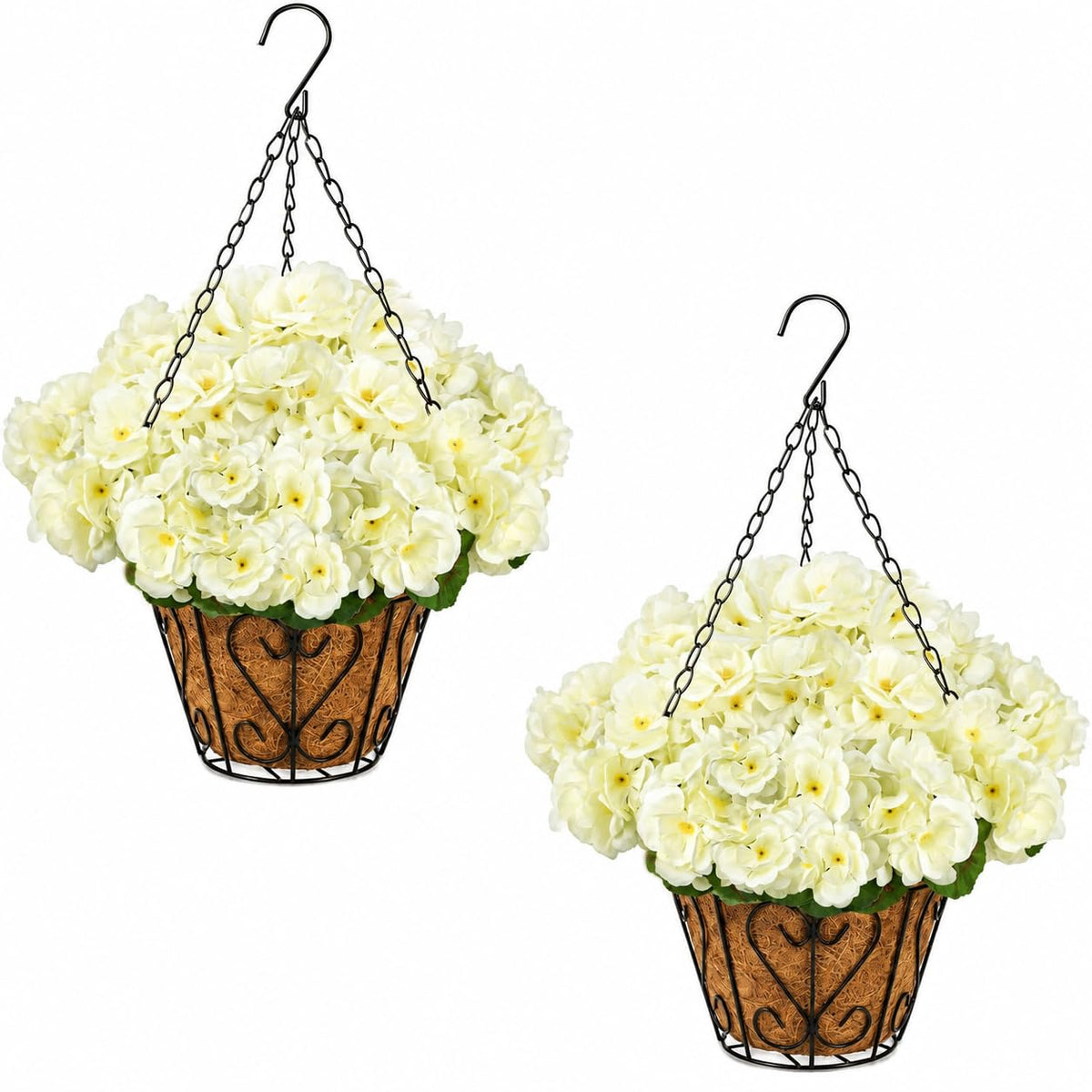 2 Set Artificial Outdoor Fall Flowers with Hanging Baskets