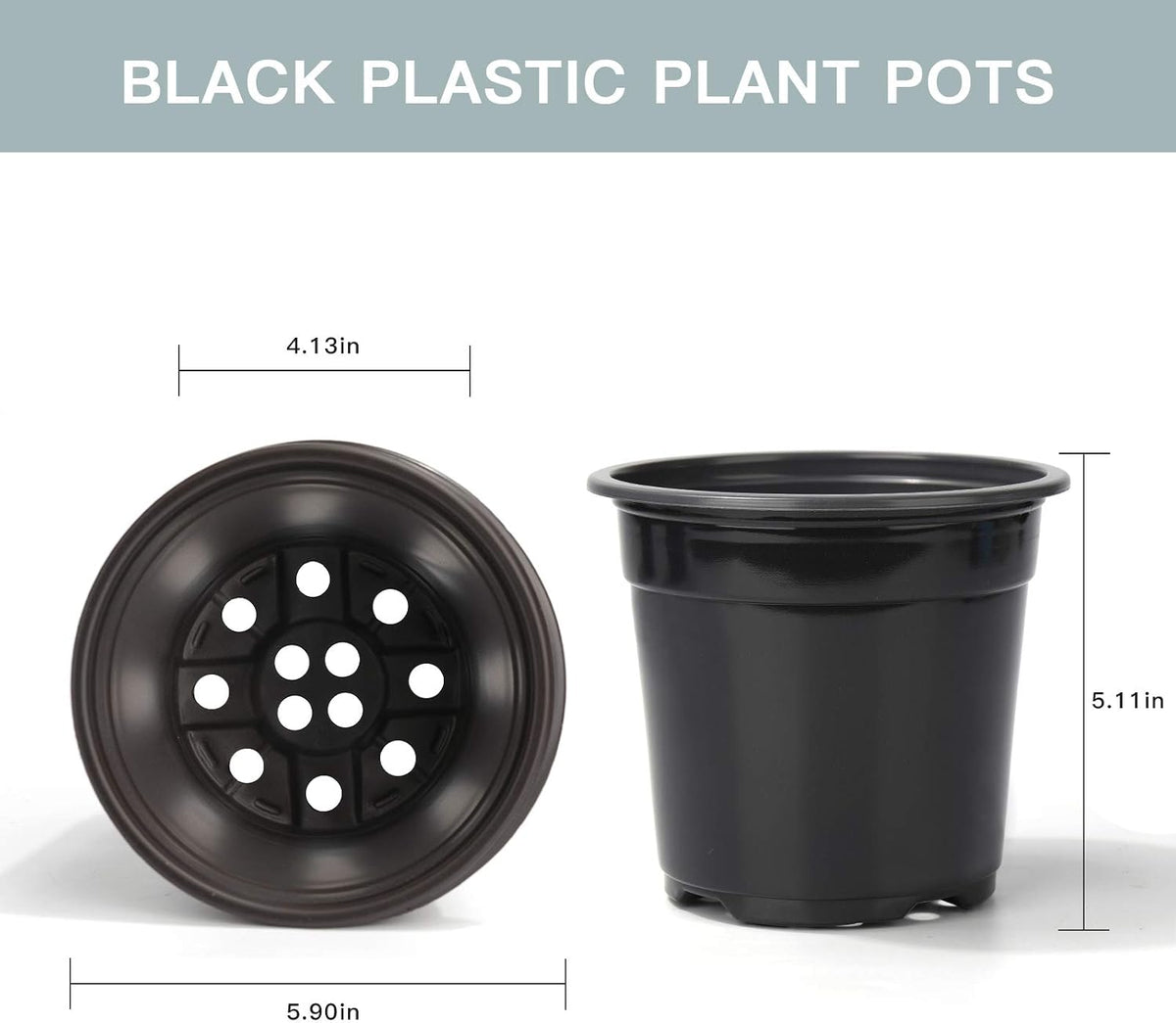 Oubest Plastic Black Plant Nursery Pots 6" 100 pcs 0.5 Gallon for Flower Plant Container Seed Starting Seedlings Reusable Transplanting Succulent Propagation Planting Pots