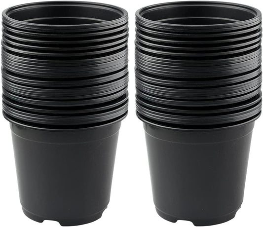 KINGLAKE 100 Pcs 6" Plastic Plants Nursery Pots Seedlings Flower Plant Container Seed Starting Pots Black
