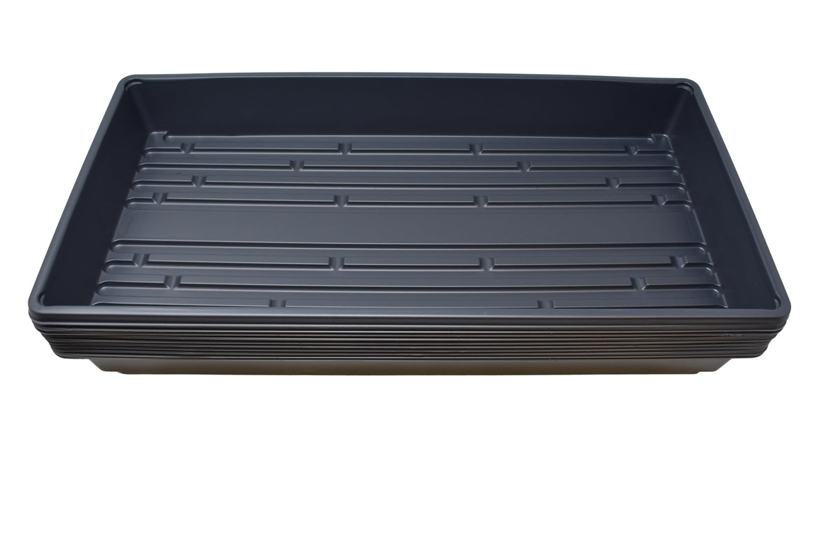 Living Whole Foods 5 Pack of Durable Black Plastic Growing Trays (Without Drain Holes) 21" X 11" X 2" - Flowers, Seedlings, Plants, Wheatgrass, Microgreens & More