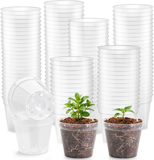 100 Pack 2.5" Clear Nursery Pots for Plants Seeds Starter Germination