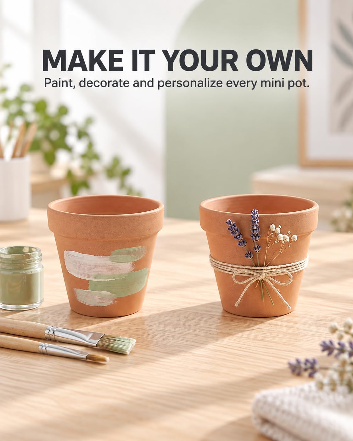 Riseuvo 2 Inch Terracotta Pots, 32 Pack Mini Clay Pots with Drainage Holes