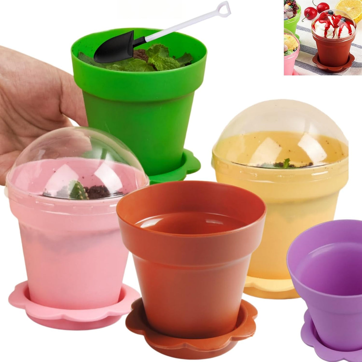 Cupcake Plant Nursery Pots with Humidity Dome, 25 Pack Dessert Cups
