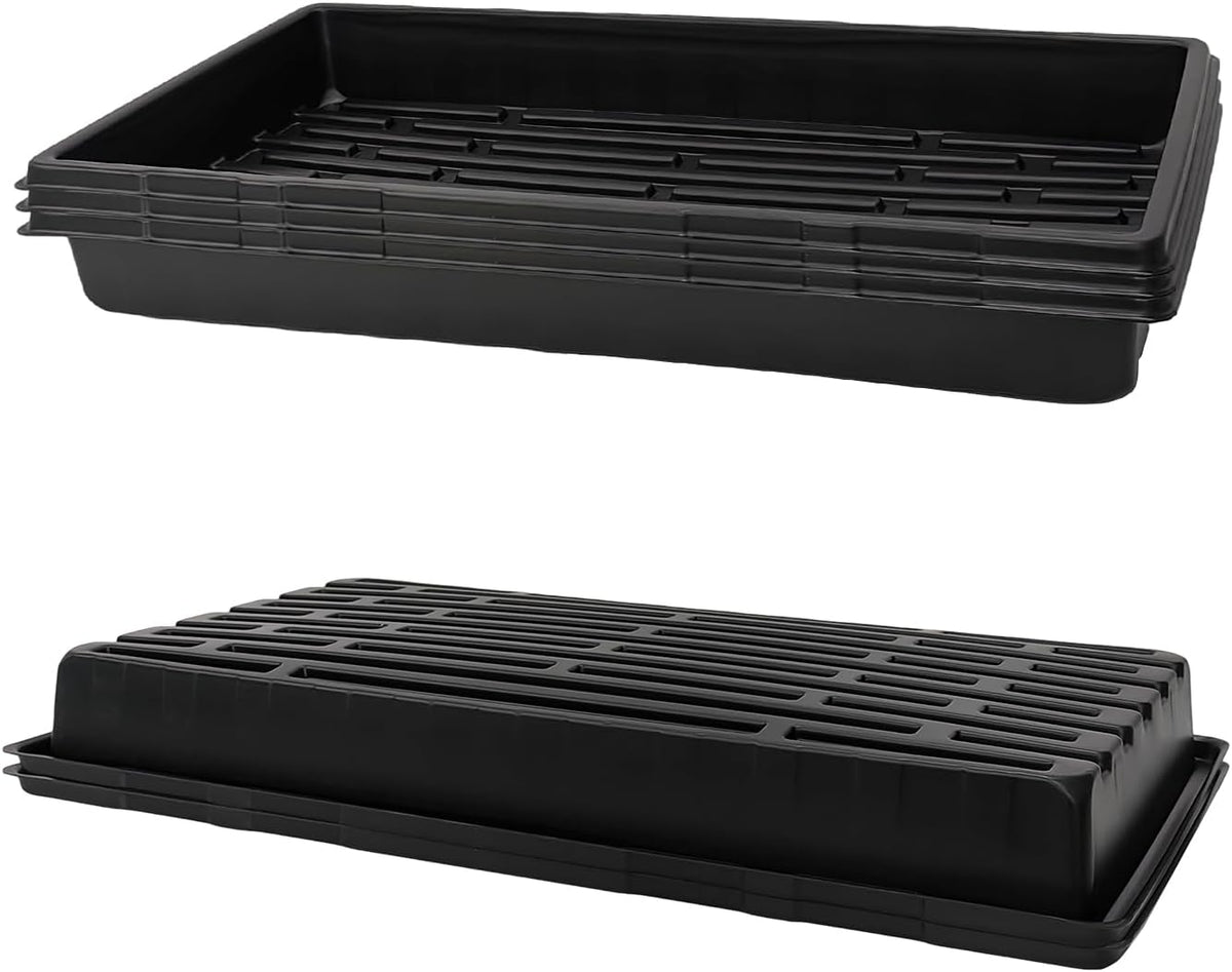 RooTrimmer Plant Growing Nursery, Standard 1020 Trays Plastic Sturdy Farmer Self Seedling Tray for Microgreens Indoor Nursery Pots Transplantation (5-Pack, 21.6"×11.2", 2.52" Deep, no Holes)