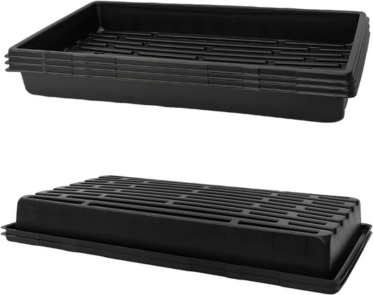 RooTrimmer Plant Growing Nursery, Standard 1020 Trays Plastic Sturdy Farmer Self Seedling Tray for Microgreens Indoor Nursery Pots Transplantation (5-Pack, 21.6"×11.2", 2.52" Deep, no Holes)