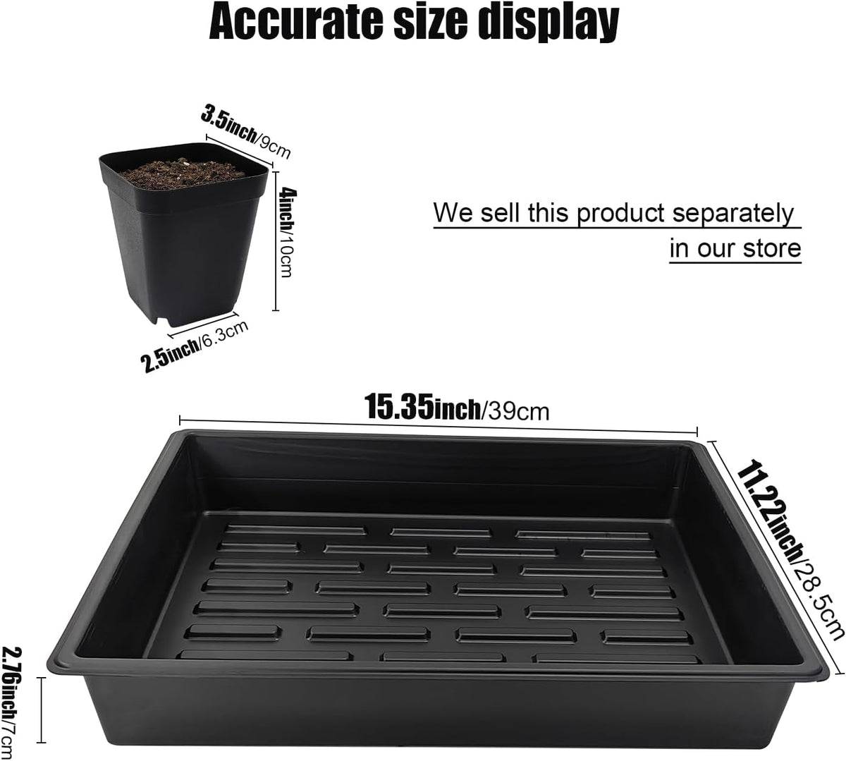 RooTrimmer 3.5 inch (9CM) Square Nursery Pots 60pcs, Sturdy Seedlings Trays 5 Pcs, Seeds Starter Germination Tray, Microgreenings Planter Nursery Propagation 5 Sets