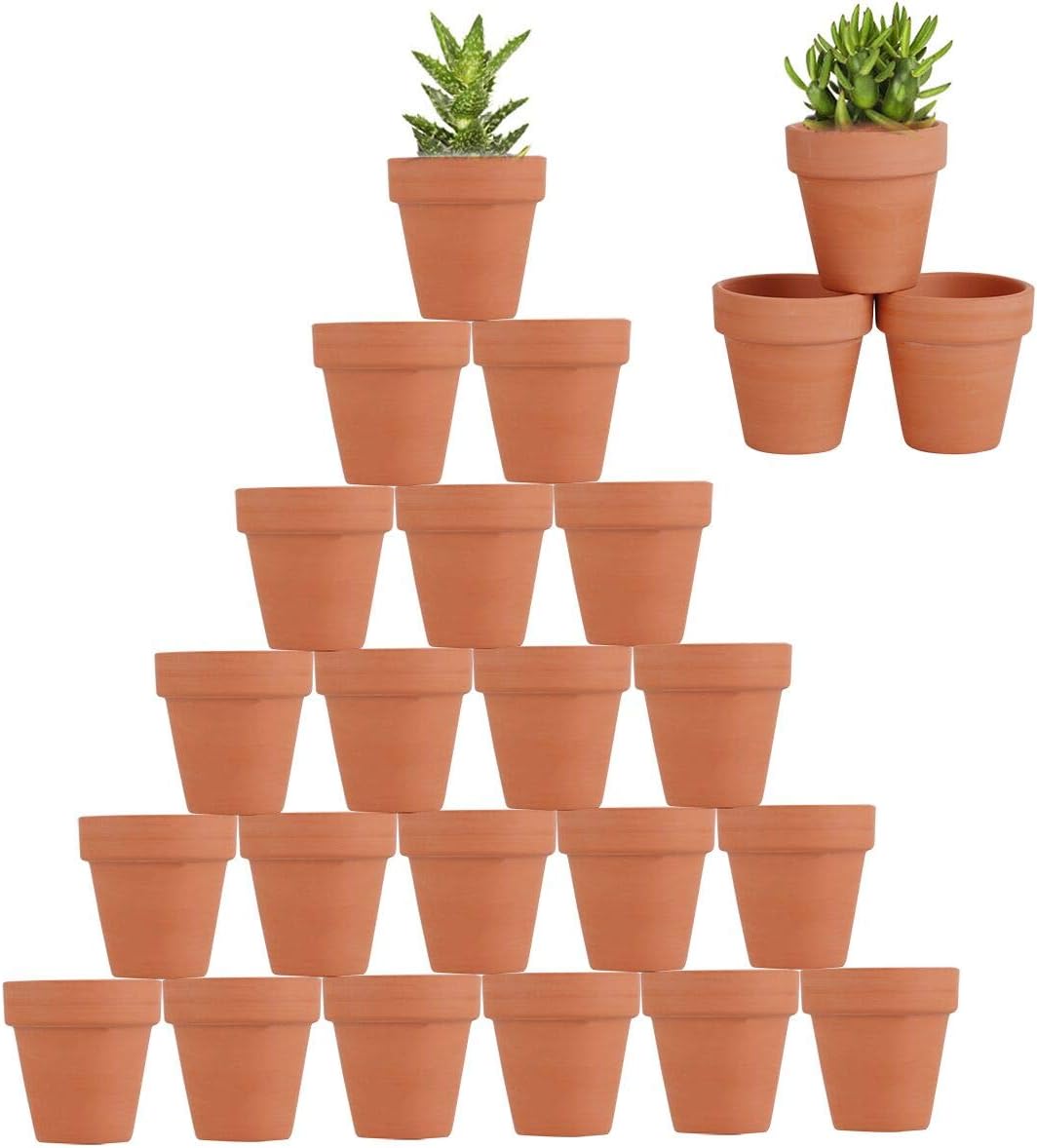 FCFKUK 24pcs Mini Clay Pots, 2.5'' Terracotta Pottery Planters, Cactus Flower Succulents Nursery Pots, with Drainage Hole, for Indoor/Outdoor