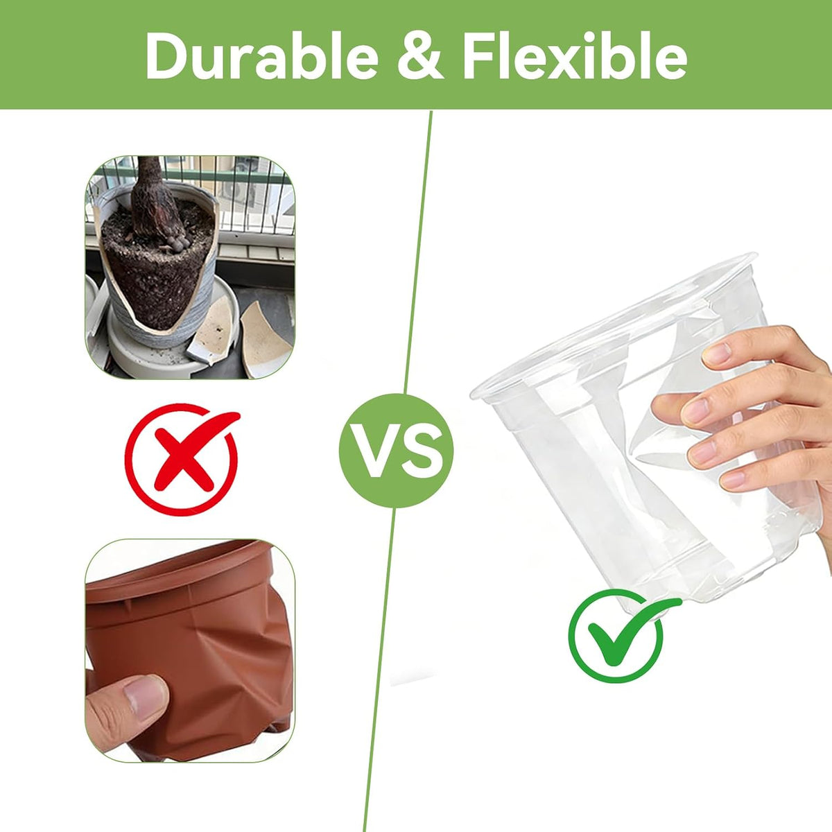 7/6/5/4 Inch Clear Nursery Pots with Drainage Hole 20Pcs,Plastic Plant Pot