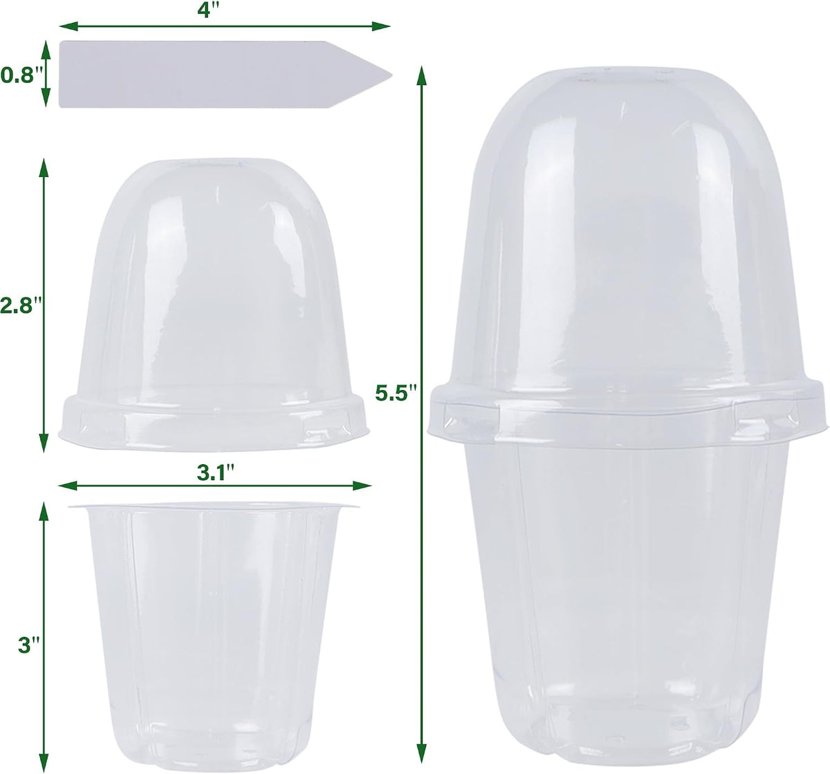 winemana 36 Set Nursery Pots with Humidity Dome, Clear Nursery Pots for Plants, Seed Starting Pots with Drainage Holes & Plant Labels for Vegetables Flowers Garden Plants